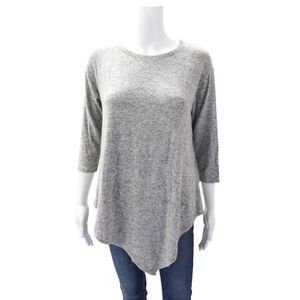 Soft Joie Womens 3/4 Sleeve Scoop Neck Asymmetrical Sweatshirt Gray Size 2XS